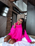 ELYNDI extended wool sweater - bright pink PRE-ORDER